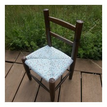 Chaise enfant paille enrobée de tissu bois
