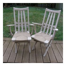 2 fauteuils transats paillés de corde danoise