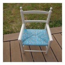 Fauteuil enfant paille tissu bleu