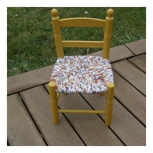 Chaise enfant en paille enrobée de tissu