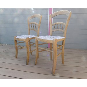 Duo de chaises en paille-tissu