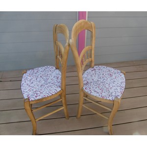 Duo de chaises en paille-tissu