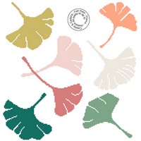 Grille gratuite - Feuilles de ginkgo aux couleurs actuelles