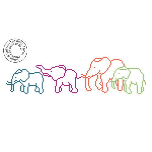 Grille gratuite - Quatre éléphants
