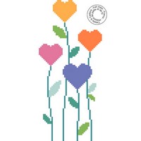 Grille gratuite - Fleurs coeurs 200