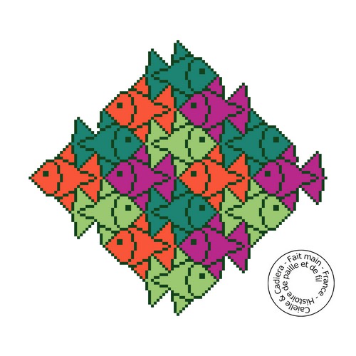 grille gratuite - Poissons Escher