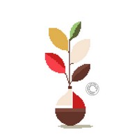 grille gratuite - Vase et feuilles 200