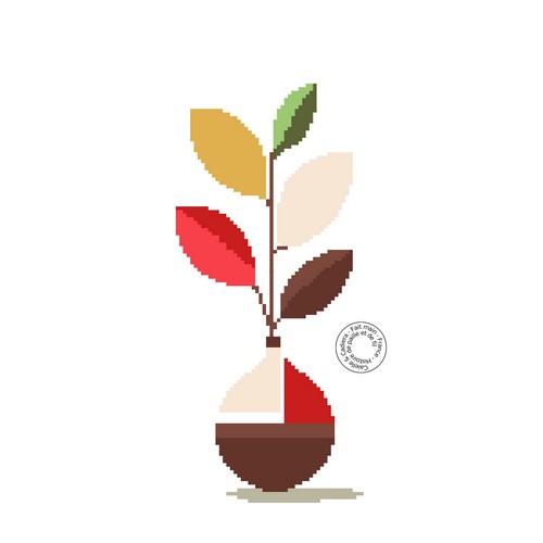 grille gratuite - Vase et feuilles
