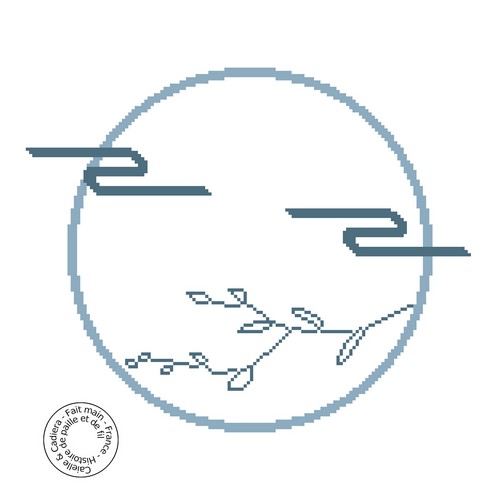 Grille gratuite - Cercle ruban et branche