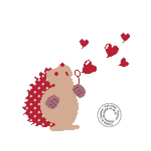 grille gratuite - Hérisson et coeurs