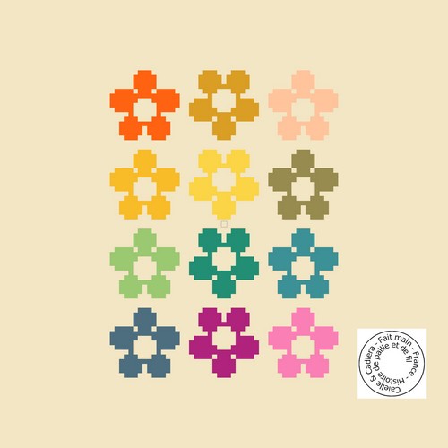 grille gratuite - Fleurettes multicolores