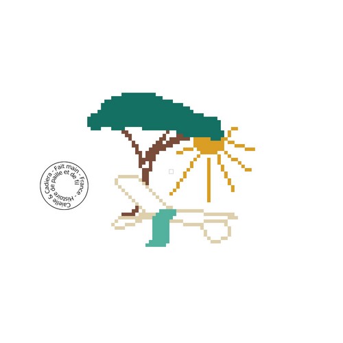 grille gratuite - Pin parasol et transat