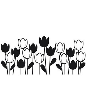 Silhouette en noir et blanc de tulipes
