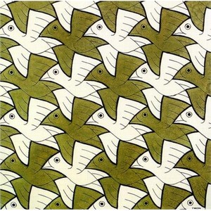 dessin oiseaux Escher
