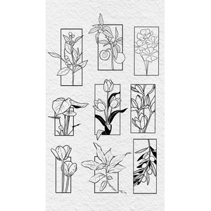silhouette diverses fleurs et feuilles