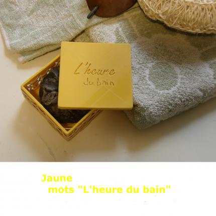 Boîte à savon à base carrée, tissée de canne de rotin, jaune