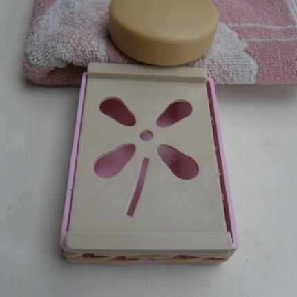 Porte-savon en PLA tissé de canne de rotin, trèfle , rose bonbon