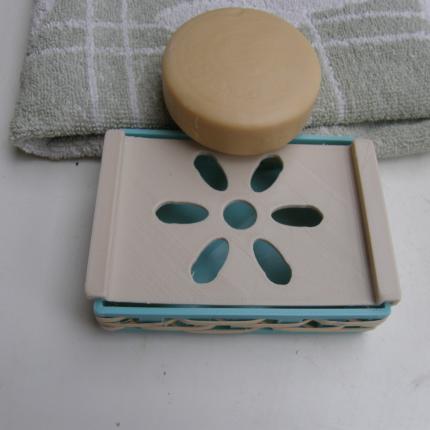 Porte-savon en PLA tissé de canne de rotin, fleur , turquoise