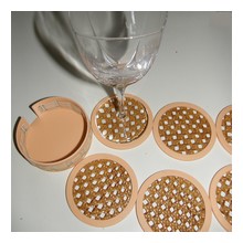 Lot de six dessous de verre en PLA et cannage
